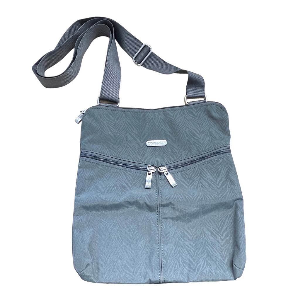 Baggallini Horizon Grey Zebra Print Crossbody Travel Purse Handbag - Picture 9 of 9